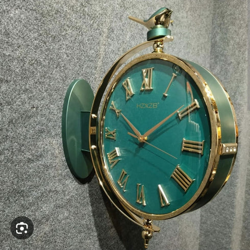 Dual Dial Station Clock with bird
